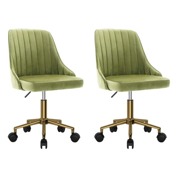 vidaXL Esszimmerst&uuml;hle 2 Stk. Drehbar Hellgr&uuml;n Samt