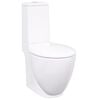 vidaXL WC Keramik-Toilette Badezimmer Rund Senkrechter Abgang Wei&szlig;
