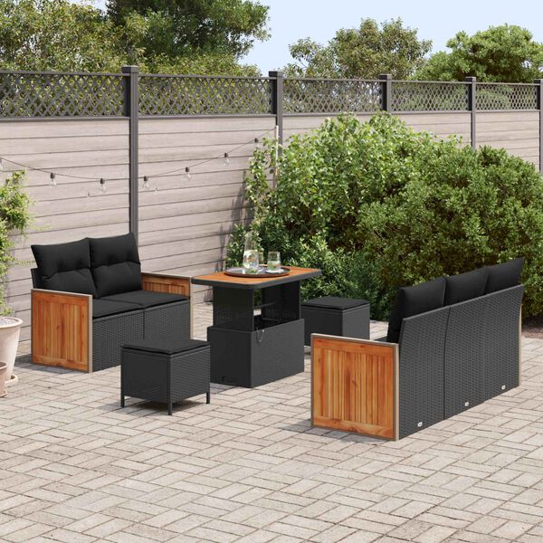 vidaXL Gartensofa-set mit Kissen 8 pcs Schwarz