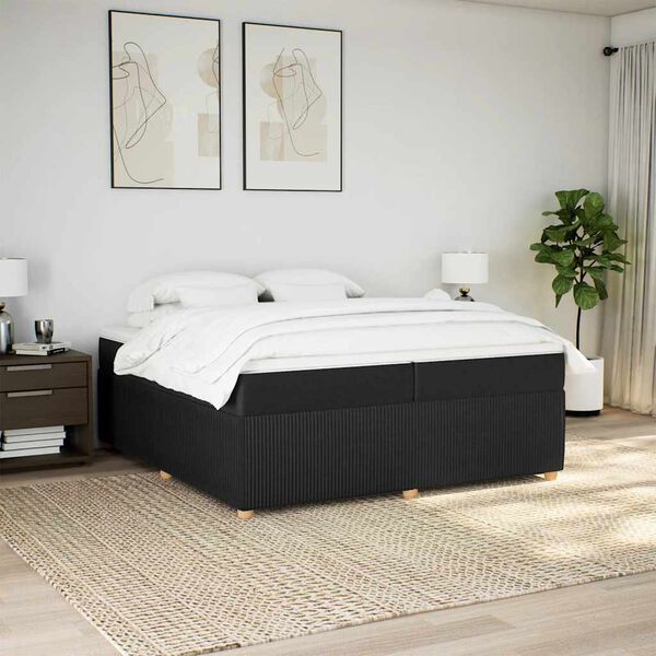 vidaXL Boxspringbett mit Matratze Schwarz 200x200 cm Stoff
