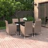 vidaXL 7-tlg. Garten-Essgruppe mit Auflagen Poly Rattan und Glas