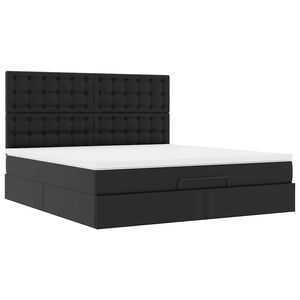 vidaXL Ottoman-Bett mit Matratze Schwarz 160x200 cm Kunstleder