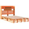 vidaXL Massivholzbett mit Regal ohne Matratze Wachsbraun 135x190 cm