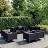 vidaXL 8-tlg. Garten-Lounge-Set mit Kissen Poly Rattan Dunkelgrau