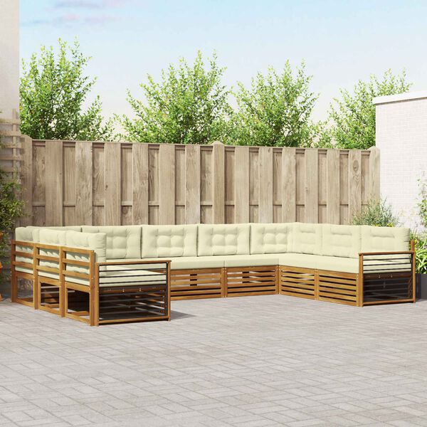 vidaXL Sofagarnituren 9 pcs Natur und Creme Massivholz Akazie