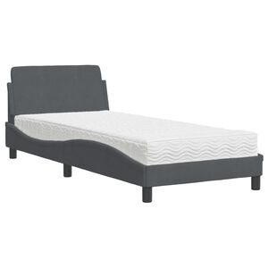 vidaXL Bett mit Matratze "Dover" Dunkelgrau 80x200 cm Samt