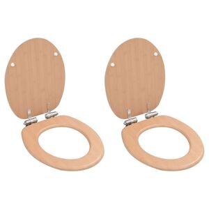 vidaXL Toilettensitze 2 Stk. mit Soft-Close-Deckel MDF Bambus-Design