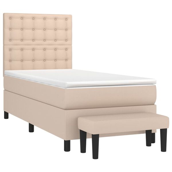 vidaXL Boxspringbett Matratze Cappuccino-Braun 100x200cm Kunstleder