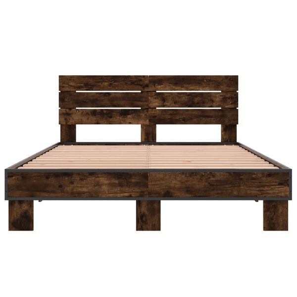 vidaXL Bettgestell R&auml;uchereiche 135x190 cm Holzwerkstoff und Metall