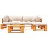 vidaXL 4-tlg. Paletten-Lounge-Set mit Kissen in Sandfarben Holz