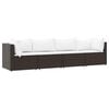 vidaXL 4-tlg. Garten-Lounge-Set mit Kissen Braun Poly Rattan