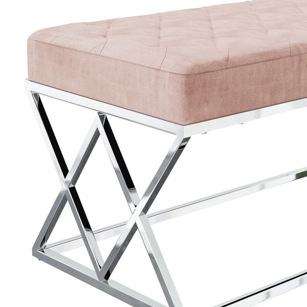 vidaXL Sitzbank Rosa Samt und Edelstahl