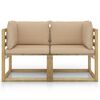 vidaXL Garten-Ecksofas & Kissen in Gr&uuml;n 2 Stk. Kiefernholz