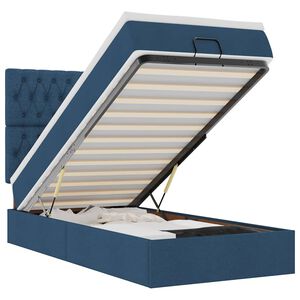 vidaXL Ottomane Bett mit Matratze & LEDs Blau 100x200 cm Stoff