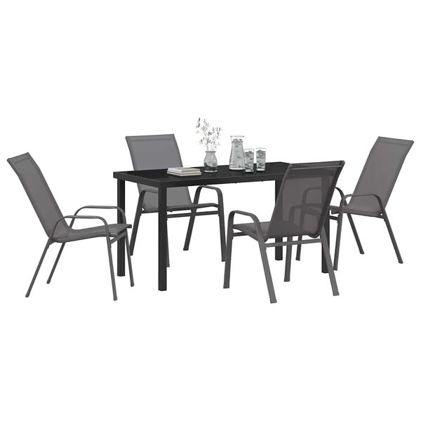 vidaXL Garten Essgruppe 5 pcs Grau und Schwarz