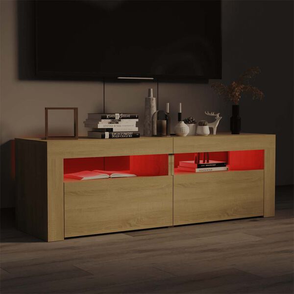 vidaXL TV-Schrank mit LED-Leuchten Sonoma-Eiche 120x35x40 cm