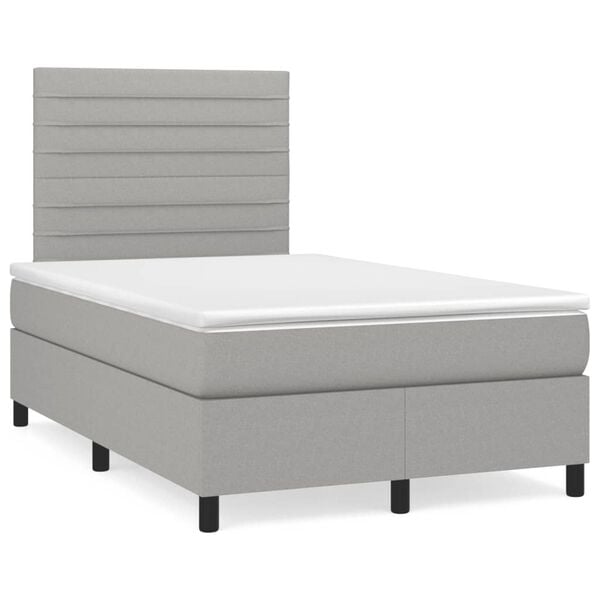 vidaXL Boxspringbett mit Matratze Hellgrau 120x190 cm Stoff