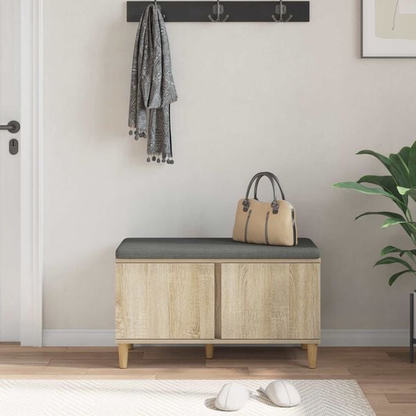 vidaXL Flurbank mit Kissen mit Speicher Sonoma-Eiche 60 x 38 x 46 cm