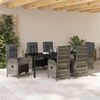 vidaXL Garten Essgruppe mit Kissen 7 pcs Grau Poly-Rattan