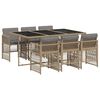 vidaXL 7-tlg. Garten-Essgruppe mit Kissen Beigemischung Poly Rattan