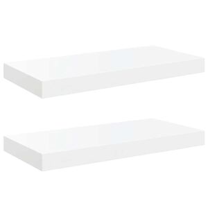 vidaXL Schweberegale 2 Stk. Hochglanz-Wei&szlig; 50x23,5x3,8 cm MDF