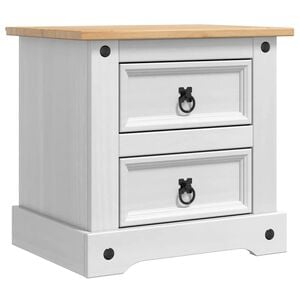 vidaXL Nachttisch Corona Wei&szlig; 53 x 39 x 47 cm Massives Kiefernholz
