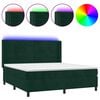 vidaXL Boxspringbett mit Matratze & LED Dunkelgr&uuml;n 160x200 cm Samt