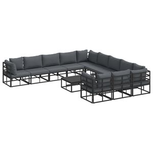 vidaXL Gartensofa-set mit Kissen 12 pcs Schwarz Aluminium