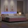 vidaXL LED Boxspringbett mit Matratze mit LED Rosa 200 x 200 cm Samt
