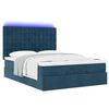 vidaXL Ottoman-Bett mit Matratzen & LEDs Dunkelblau 140x200 cm Samt