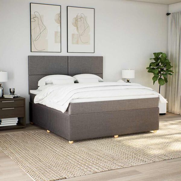 vidaXL Boxspringbett mit Matratze Taupe 180x200 cm Stoff