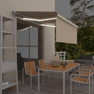 vidaXL Markise Manuell Einziehbar mit Rollo & LED 3x2,5 m Creme