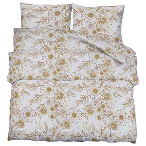 vidaXL Bettw&auml;sche-Set Wei&szlig; und Braun 220x240 cm Baumwolle