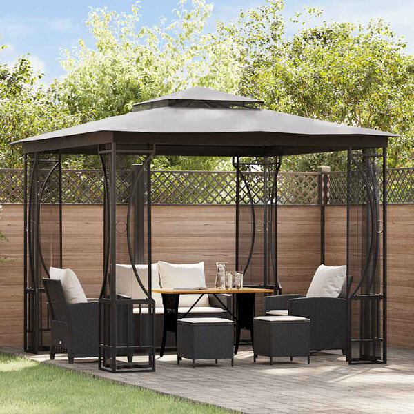 vidaXL Pavillon mit Netz 300x300x265 cm Anthrazit