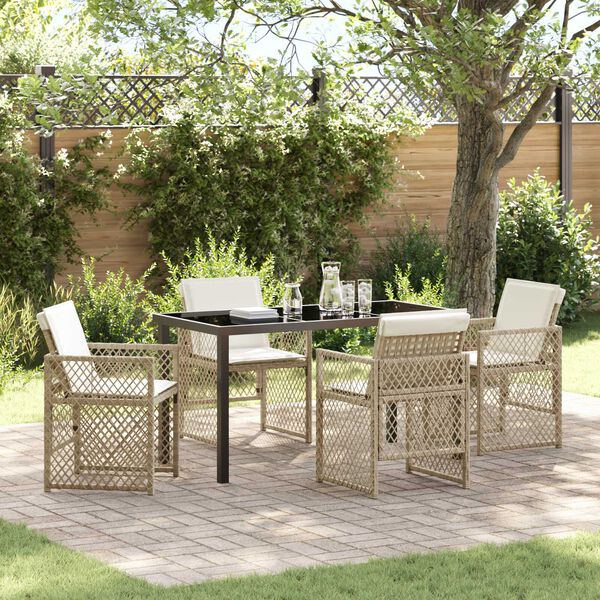 vidaXL Garten Essgruppe 5 pcs Beige Poly-Rattan
