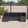 vidaXL Garten-Sofa-Set mit Kissen 6 pcs Schwarz Poly Rattan