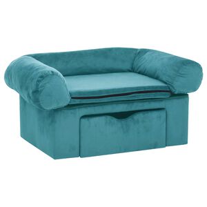vidaXL Hundesofa mit Speicher T&uuml;rkis 75 x 50 x 38cm Pl&uuml;sch