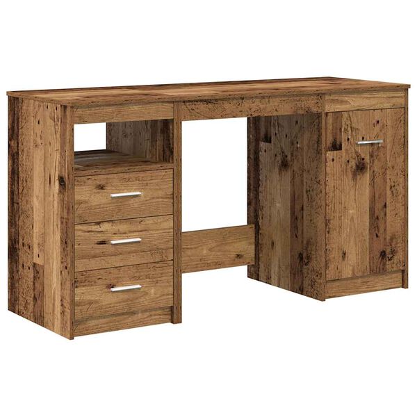 vidaXL Schreibtisch mit Unterschrank Altholz Holzwerkstoff