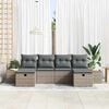 vidaXL Gartensofa-set mit Kissen mit Speicher 6 pcs Grau Poly-Rattan