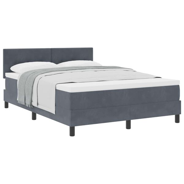 vidaXL Boxspringbett mit Matratze Dunkelgrau 140 x 190 cm Samt