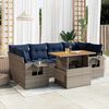 vidaXL 7-tlg. Garten-Sofagarnitur mit Kissen Grau Poly Rattan