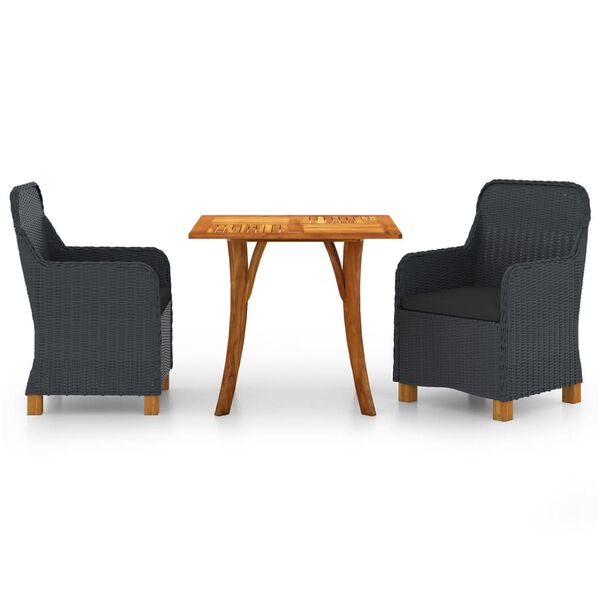 vidaXL 3-tlg. Garten-Essgruppe Dunkelgrau