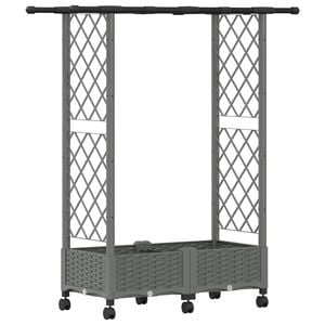 vidaXL Hochbeet mit Rankgitter und Dach Hellgrau 122,5 x 40 x 127 cm