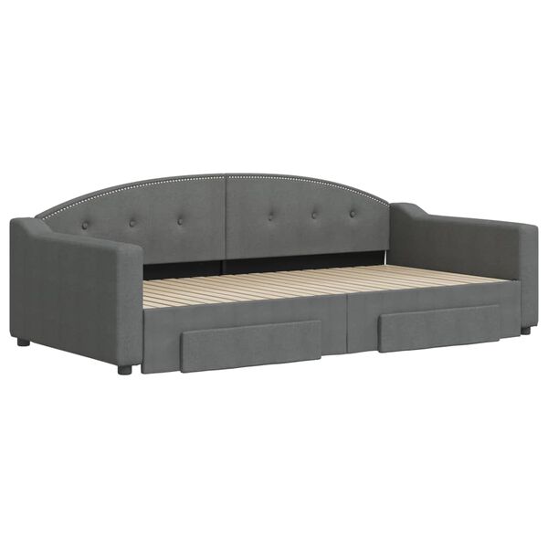 vidaXL Tagesbett Ausziehbar mit Schubladen Dunkelgrau 100x200 cm Stoff