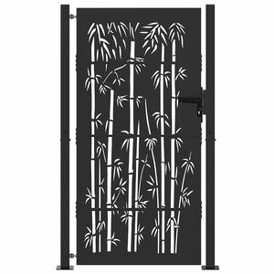 vidaXL Gartentor Schwarz 110 x 180 cm Pulverbeschichteter Stahl