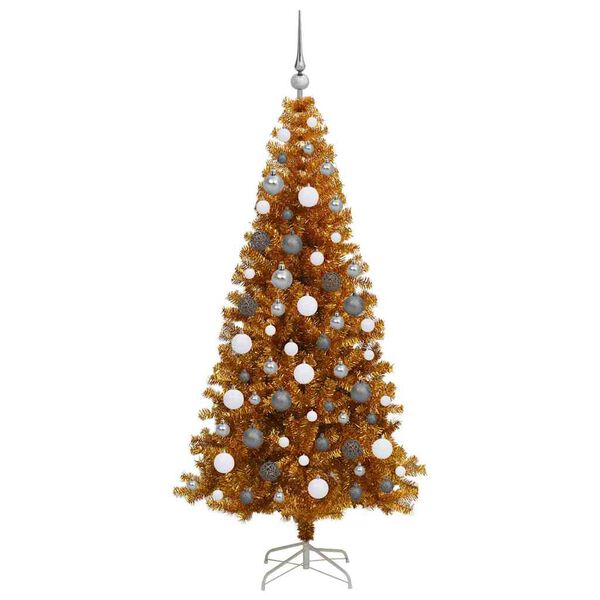 vidaXL Weihnachtsbaum mit 300 LEDs mit St&auml;nder Gold 180 cm PET