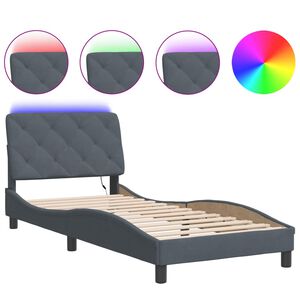 vidaXL Bettgestell mit LED ohne Matratze Dunkelgrau 80x200 cm Samt