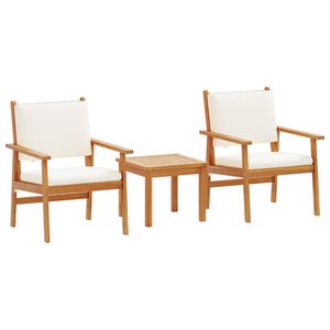 vidaXL Gartensofa-set 3 Stk. 2-Sitzanzahl Cremewei&szlig; Massivholz Akazie