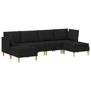 vidaXL Modular Sofa Set mit Stauraum 6 stk. Schwarz Stoff