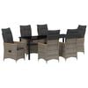 vidaXL Garten Essgruppe mit Kissen 7 pcs Grau Poly-Rattan
